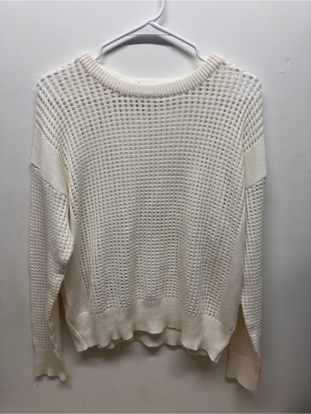 Grace Karin Cream Waffle Knit Crewneck Sweater NWT